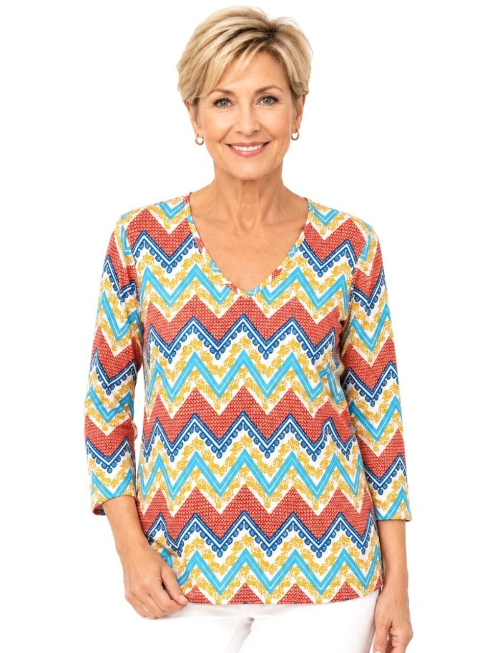 J. McLaughlin Chevron Print Stretch Top NWOT
